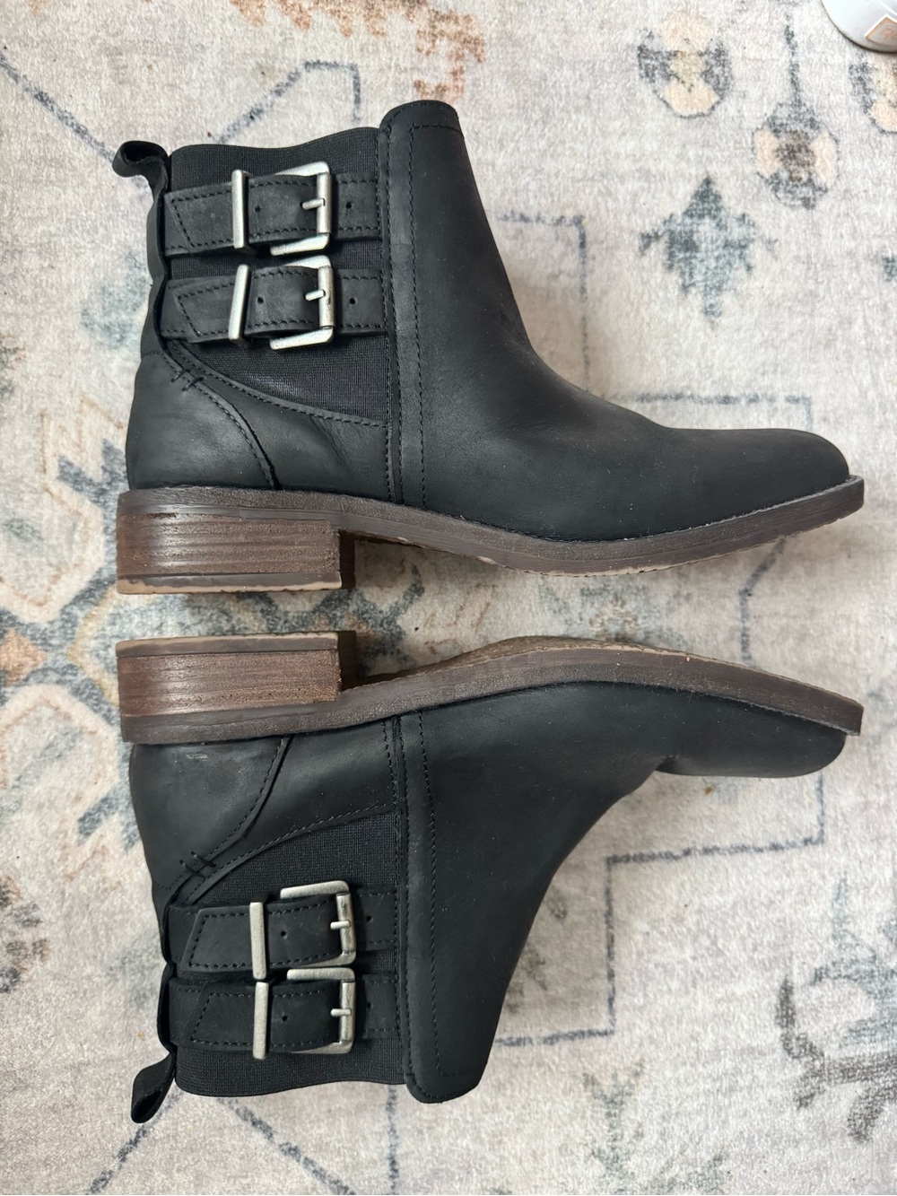 Fat Face Black Buckle Ankle Boots